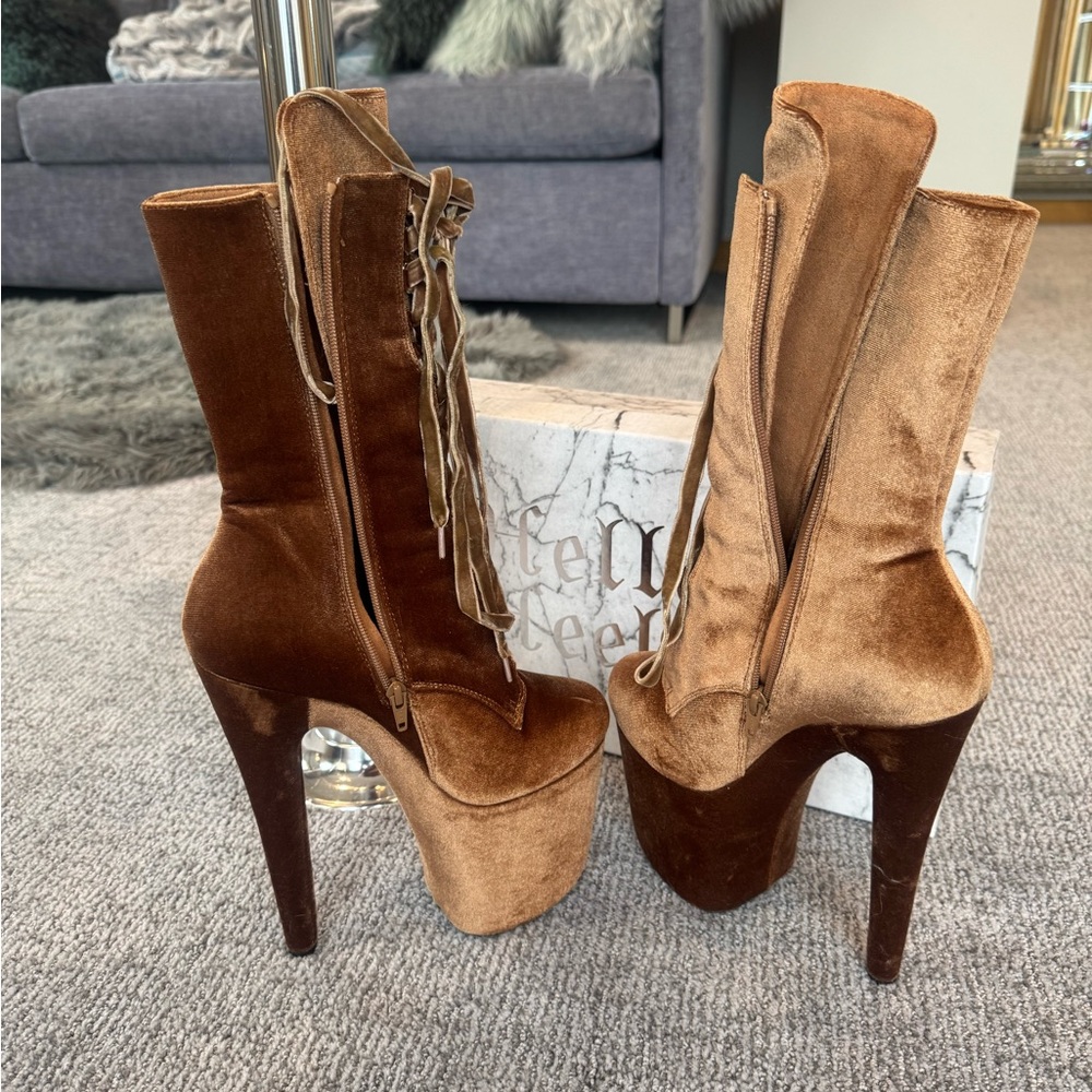 Hella Heels BabyDoll Velvet Moonshine Platform Heels for Dancers New 7 inches - Picture 6 of 12